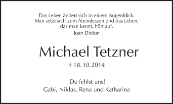 Traueranzeige von Michael Tetzner von Tagesspiegel