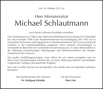 Traueranzeige von Michael Schlautmann von Tagesspiegel