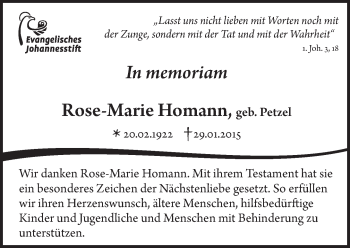 Traueranzeige von Rose-Marie Homann von Tagesspiegel