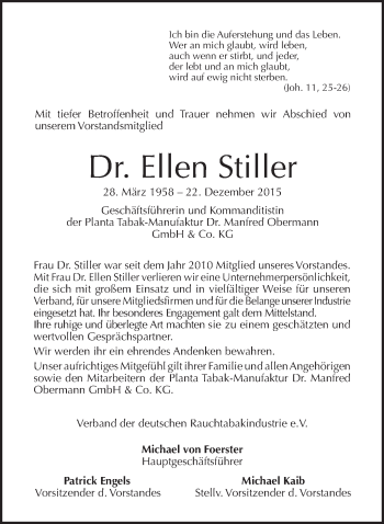 Traueranzeige von Ellen Stiller von Tagesspiegel