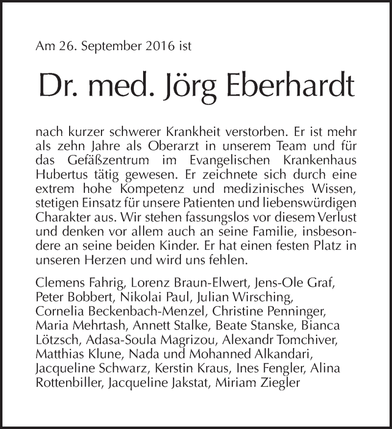  Traueranzeige für Jörg Eberhardt vom 09.10.2016 aus Tagesspiegel