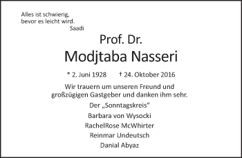 Traueranzeige von Modjtaba Nasseri von Tagesspiegel