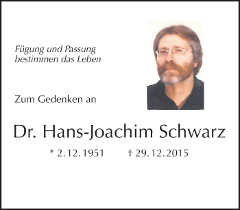 Traueranzeige von Hans-Joachim Schwarz von Tagesspiegel