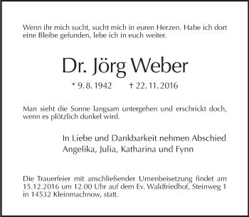 Traueranzeige von Jörg Weber von Tagesspiegel