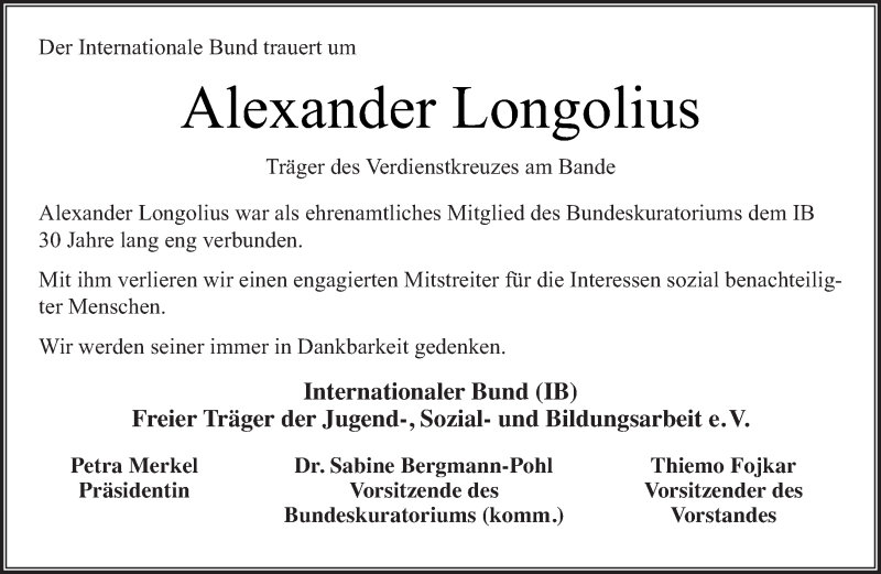  Traueranzeige für Alexander Longolius vom 07.02.2016 aus Tagesspiegel