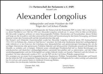 Traueranzeige von Alexander Longolius von Tagesspiegel