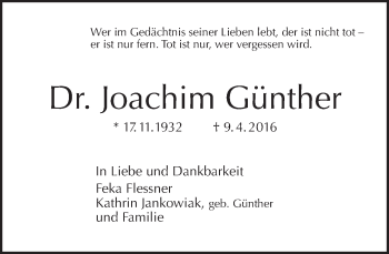 Traueranzeige von Joachim Günther von Tagesspiegel