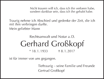 Traueranzeige von Gerhard Großkopf von Tagesspiegel