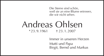 Traueranzeige von Andreas Ohlsen von Tagesspiegel