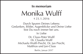 Traueranzeige von Monika Wulff von Tagesspiegel