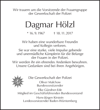 Traueranzeige von Dagmar Hölzl von Tagesspiegel