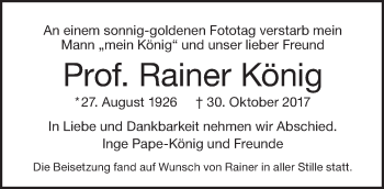 Traueranzeige von Rainer König von Tagesspiegel