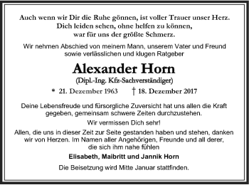 Traueranzeige von Alexander Horn von Tagesspiegel