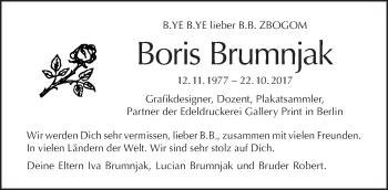 Traueranzeige von Boris Brumnjak von Tagesspiegel