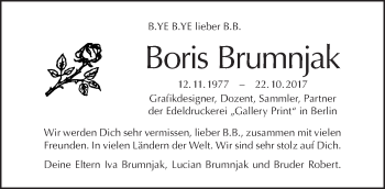 Traueranzeige von Boris Brumnjak von Tagesspiegel