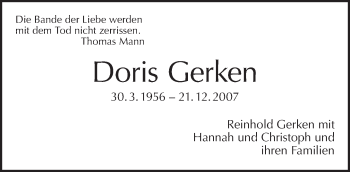 Traueranzeige von Doris Gerken von Tagesspiegel