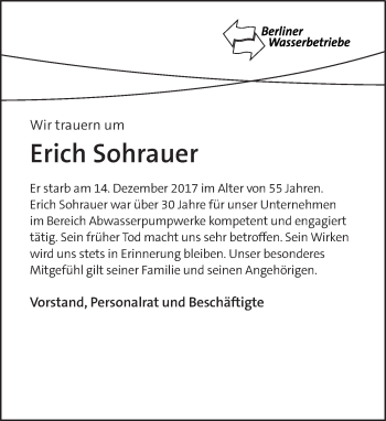 Traueranzeige von Erich Sohrauer von Tagesspiegel