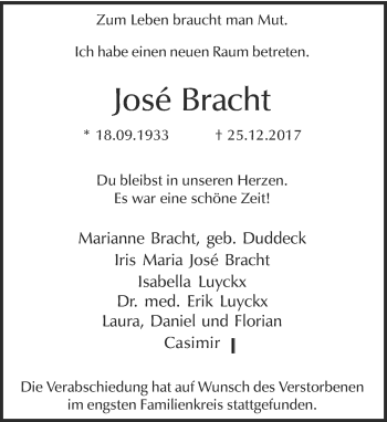 Traueranzeige von Jose Bracht von Tagesspiegel