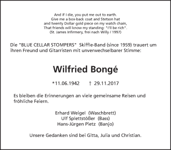 Traueranzeige von Wilfried Bonge von Tagesspiegel