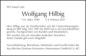 Traueranzeige von Wolfgang Hilbig von Tagesspiegel
