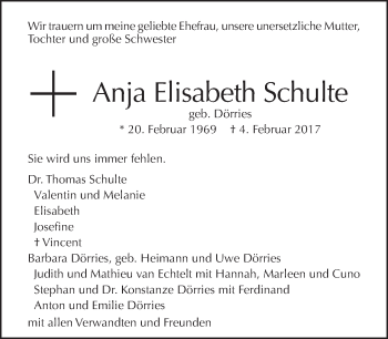Traueranzeige von Anja Elisabeth Schulte von Tagesspiegel