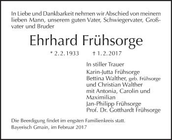 Traueranzeige von Ehrhard Frühsorge von Tagesspiegel