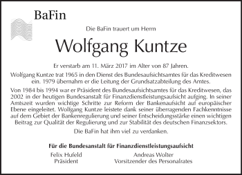 Traueranzeige von Wolfgang Kuntze von Tagesspiegel