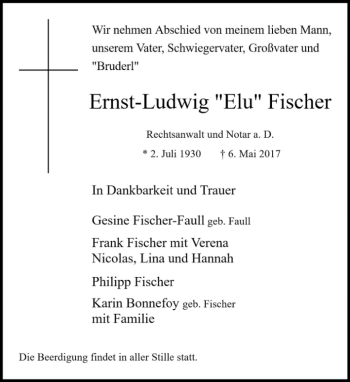 Traueranzeige von Ernst-Ludwig Fischer von Tagesspiegel