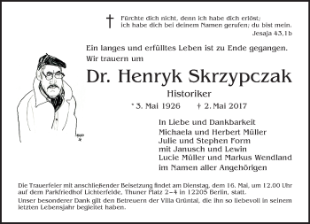 Traueranzeige von Henryk Skrzypczak von Tagesspiegel