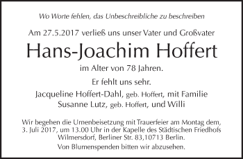 Traueranzeige von Hans-Joachim Hoffert von Tagesspiegel
