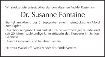 Traueranzeige von Susanne Fontaine von Tagesspiegel