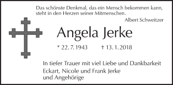 Traueranzeige von Angela Jerke von Tagesspiegel