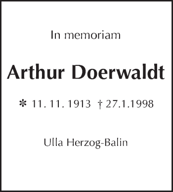 Traueranzeige von Arthur Doerwaldt von Tagesspiegel
