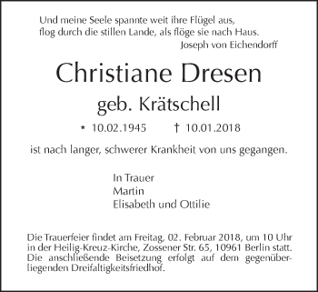 Traueranzeige von Christiane Dresen von Tagesspiegel