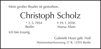 Traueranzeige von Christoph Scholz von Tagesspiegel