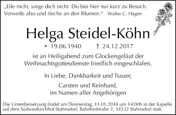 Traueranzeige von Helga Steidel-Köhn von Tagesspiegel