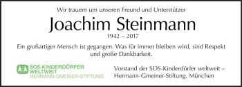 Traueranzeige von Joachim Steinmann von Tagesspiegel