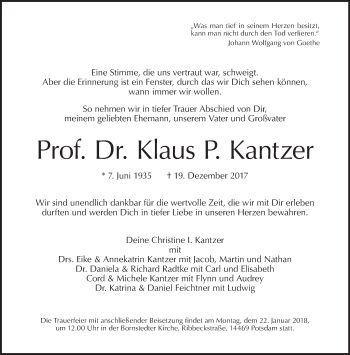 Traueranzeige von Klaus P. Kantzer von Tagesspiegel