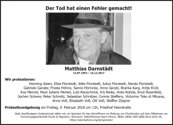 Traueranzeige von Matthias Darnstädt von Tagesspiegel