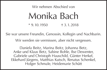 Traueranzeige von Monika Bach von Tagesspiegel