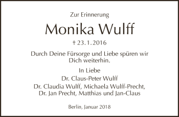 Traueranzeige von Monika Wulff von Tagesspiegel