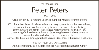 Traueranzeige von Peter Peters von Tagesspiegel