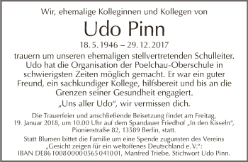 Traueranzeige von Udo Pinn von Tagesspiegel