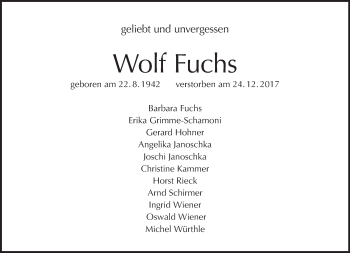 Traueranzeige von Wolf Fuchs von Tagesspiegel