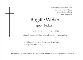 Traueranzeige von Brigitte Weber von Tagesspiegel