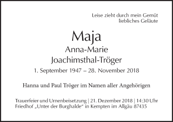 Traueranzeige von Maja Anna-Marie Joachimsthal-Tröger von Tagesspiegel
