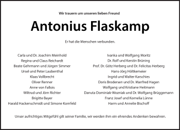 Traueranzeige von Antonius Flaskamp von Tagesspiegel