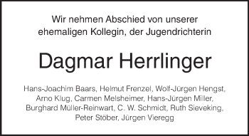 Traueranzeige von Dagmar Herrlinger von Tagesspiegel