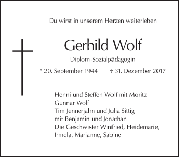 Traueranzeige von Gerhild Wolf von Tagesspiegel