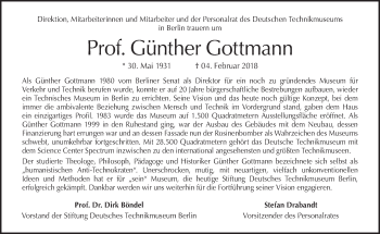 Traueranzeige von Günther Gottmann von Tagesspiegel